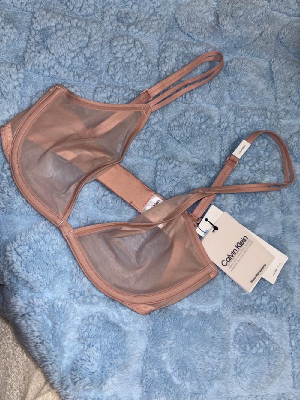 Calvin Klein Sheer Mesh Bralette in Rose Taupe